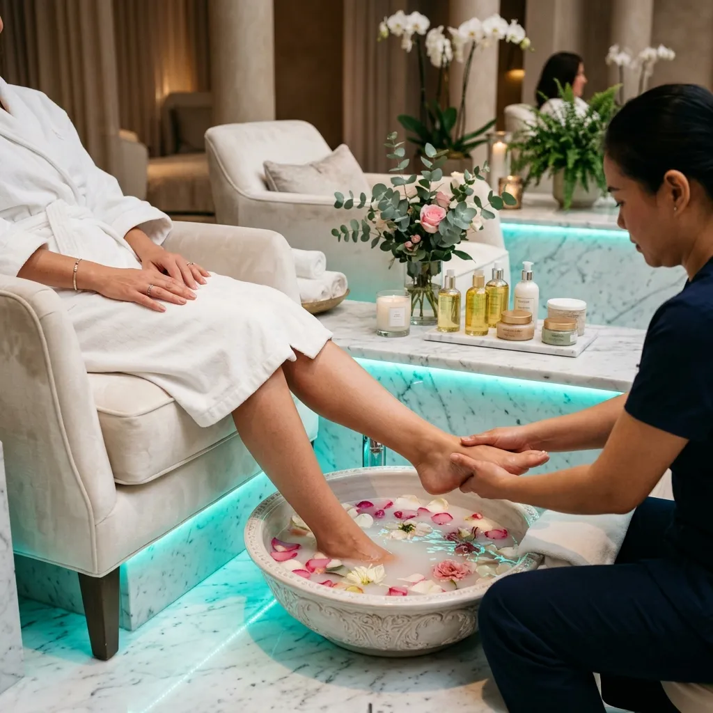 Luxury pedicure spa service at Tiffany Bleu Beauty Lounge